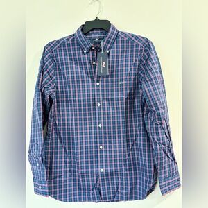 Vineyard Vines Men's Casual Blue and Pink Check Shirt